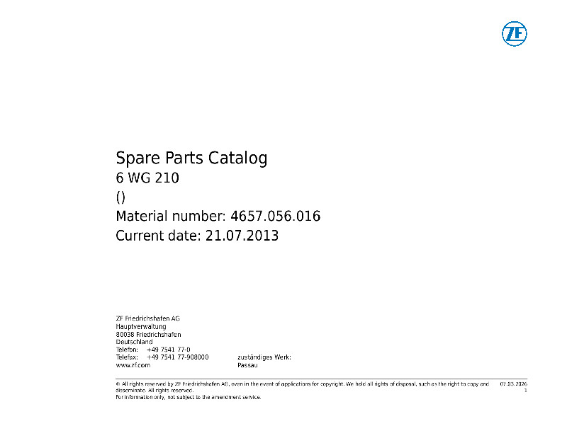 Spare Parts Catalog 6 WG 210